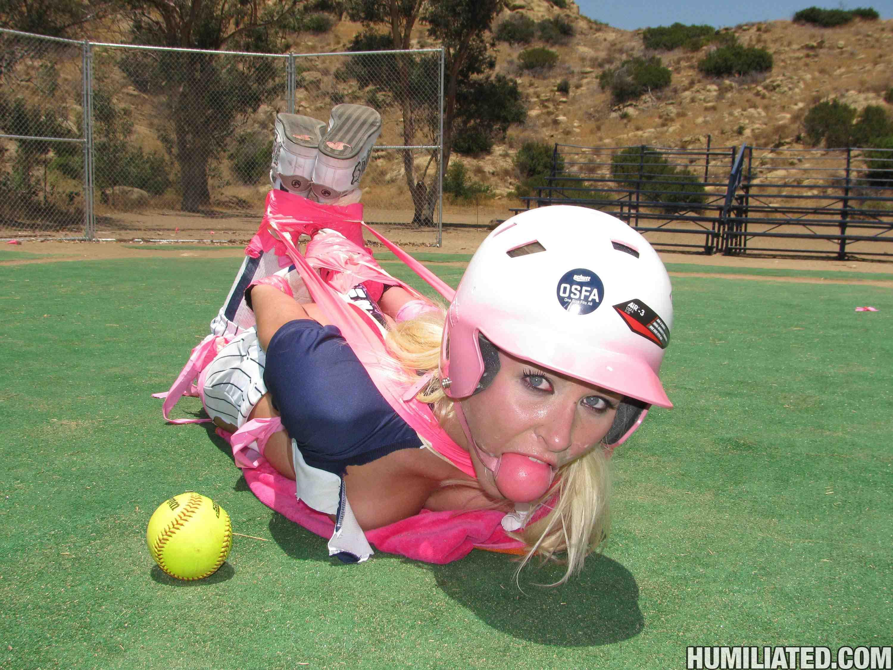 Blonde teen Kati Summers gets tied up and fucked on softball field! #60347253