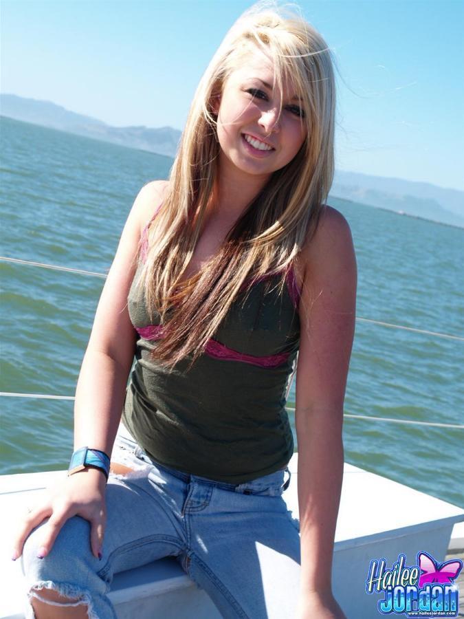 Pictures of teen star Hailee Jordan getting nude on a boat #54595824