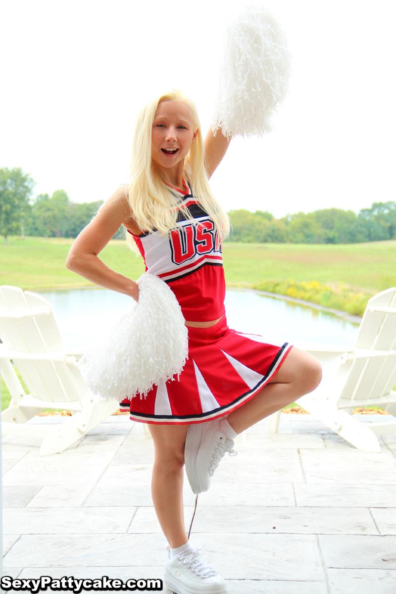 Blonde girl Sexy Pattycake cheers for team America #59953508