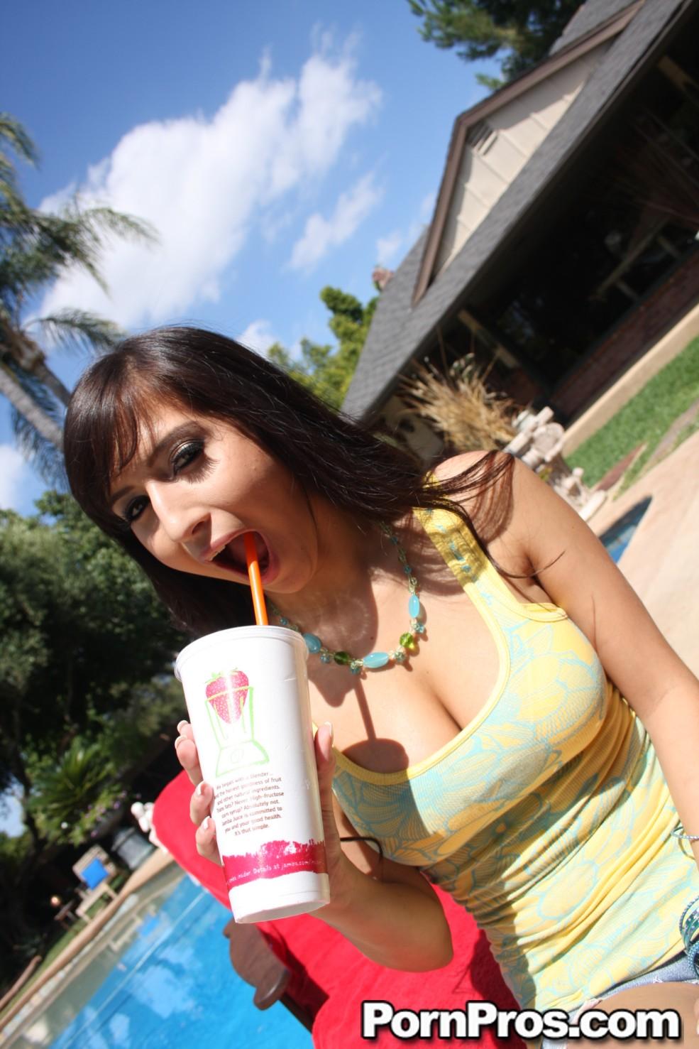 Hot teen April ONeil rides a big cock in the back yard #53262951