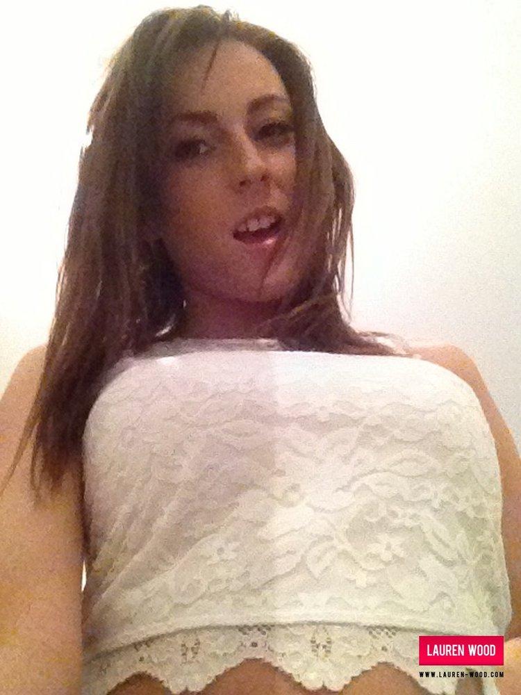 Laurenstrips her frilly white top and bra #58856517