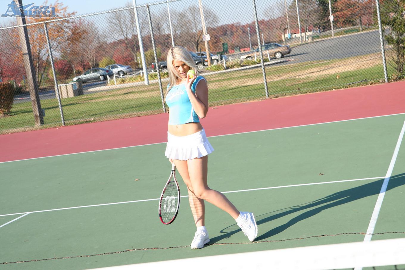 Blonde hottie Ann Angel plays some hot solo tennis #53215051