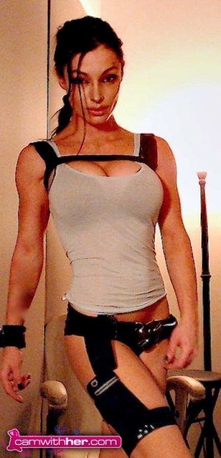 Busty cam girl Angelina Stevens dresses up as Lara Croft #53191816