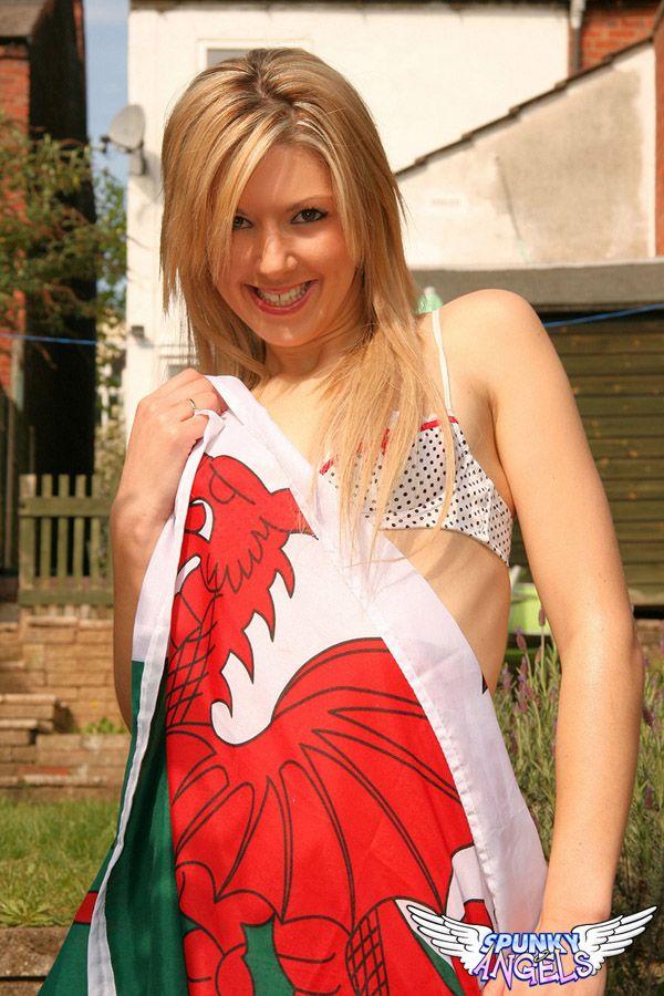 Pictures of a hot blonde teen with a flag #59881879