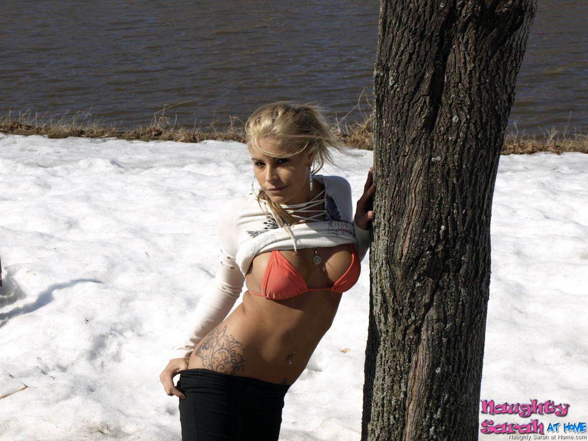 Pictures of teen Naughty Sarah flashing outside in the cold #59724607