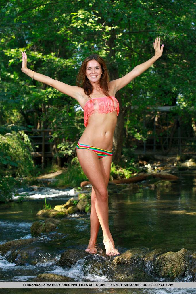 Brunette babe Fernanda strips naked outside in "Esane" #54376575