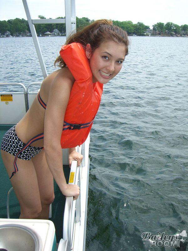 Pictures of teen cutie Bailey's Room exposing her boobs on a boat #53404877