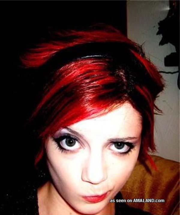 Photos of various hot emo GFs showing off on cam #60642384