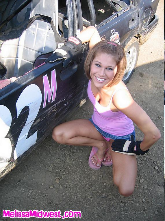 Pictures of teen amateur Melissa Midwest getting naked with her race car #59492062