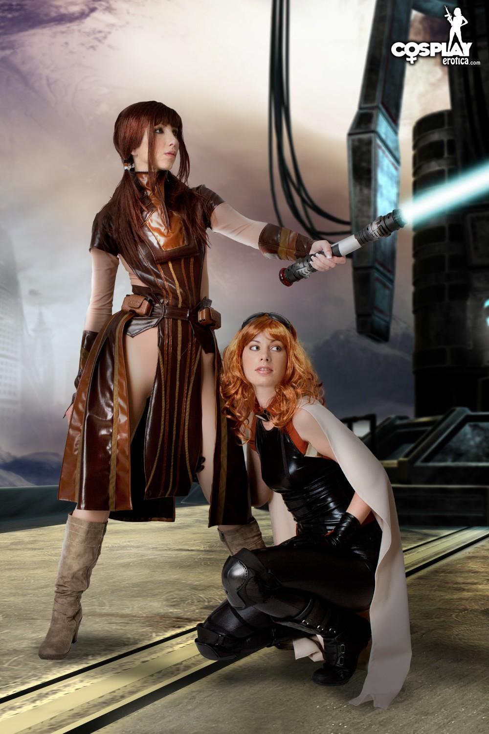 Cosplay hotties Marylin and Angela are sexy Jedi Knights #53179493