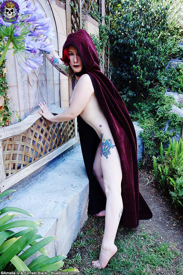 Magical pale redhead naked cosplay in the garden #60366801