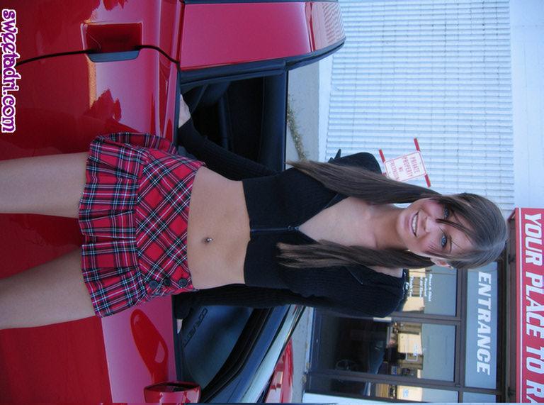 Adrienne on a car as a sexy slutty schoolgirl #52913701