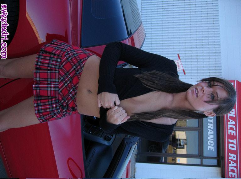 Adrienne on a car as a sexy slutty schoolgirl #52913769