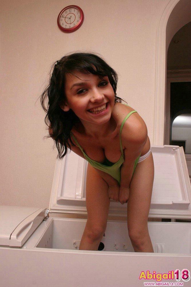Abigail strips out of her panties in the kitchen #52882429