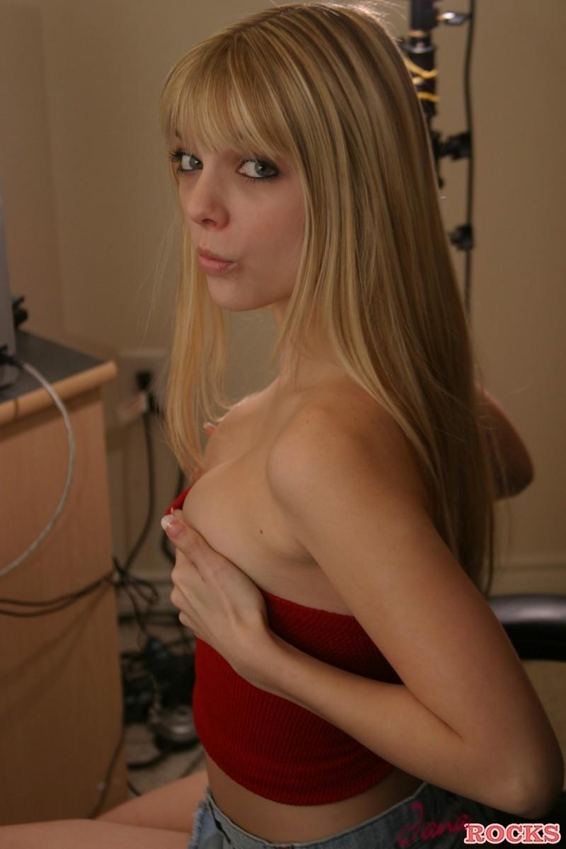 Blonde beauty Jana Rocks teases with the video camera making self shot videos for her fans #55083386