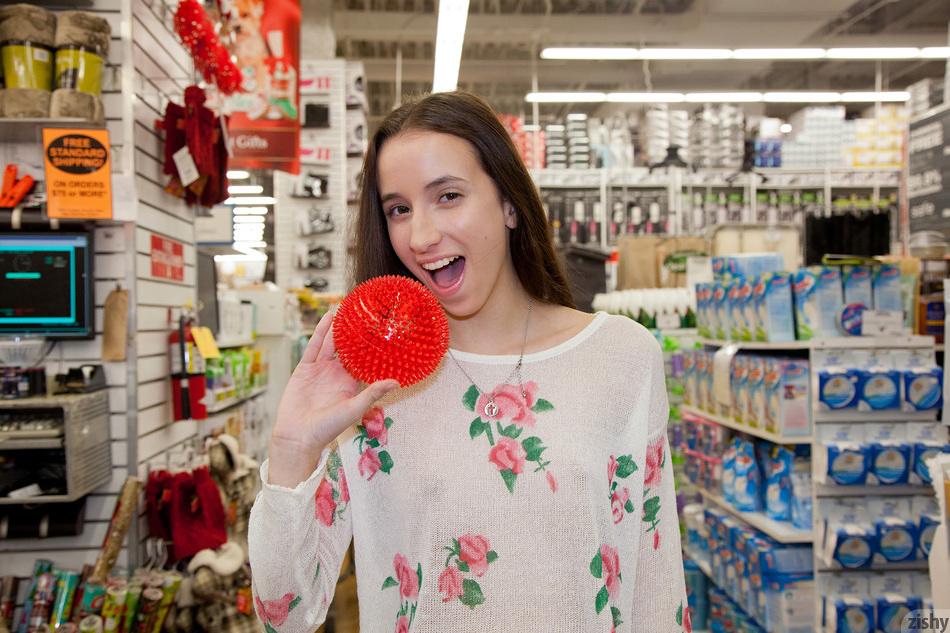 Pretty teen Belle Knox gets naughty in a store #53435675