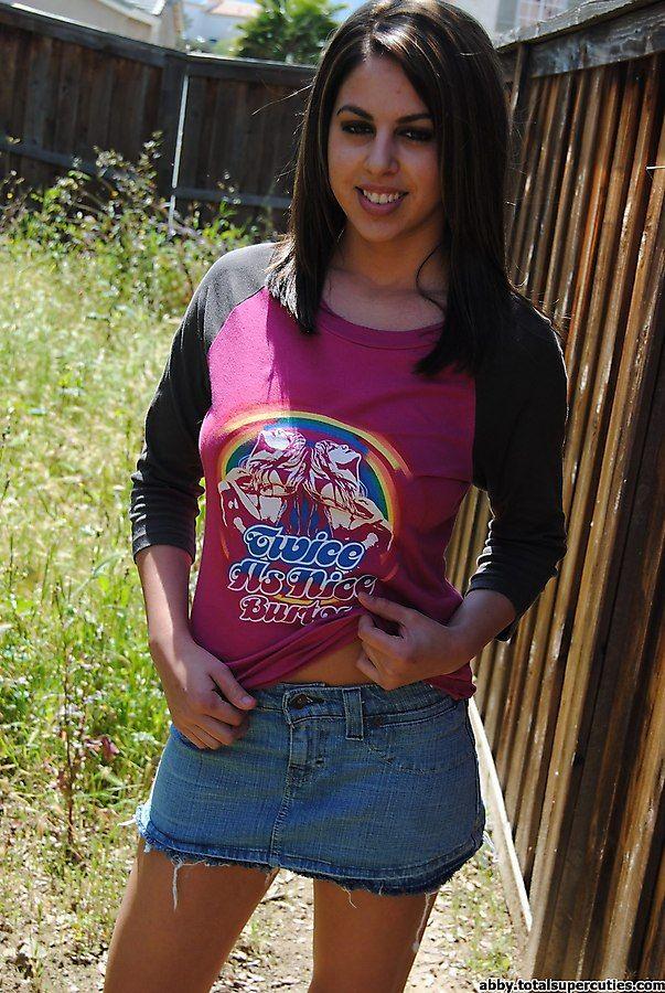 Pictures of teen star Abby giving you little flashes outside