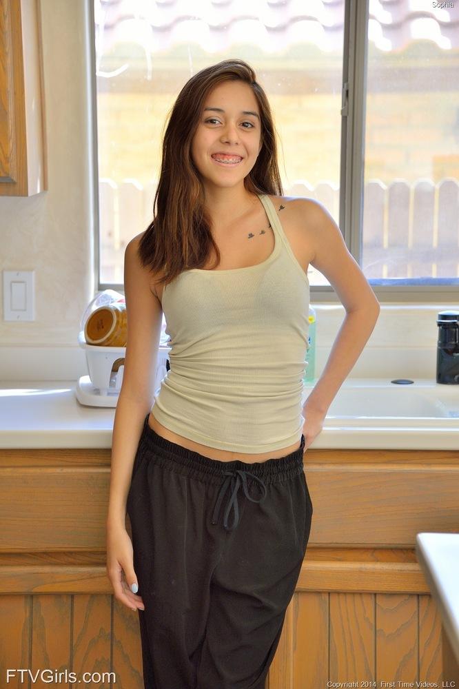 Latin teen Sophia masturbates on the kitchen counter #59984880
