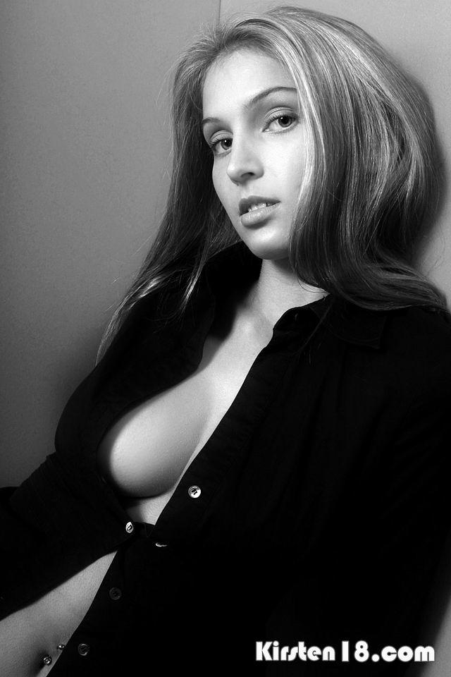 Pictures of Kirsten 18 teasing in black and white #58751306