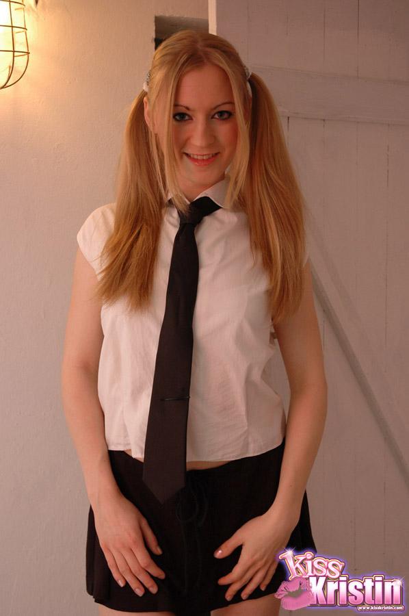 Blonde teen Kiss Kristin dresses up as a schoolgirl for you #58757411