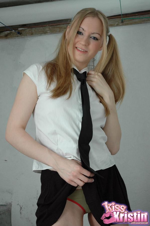 Blonde teen Kiss Kristin dresses up as a schoolgirl for you #58757421