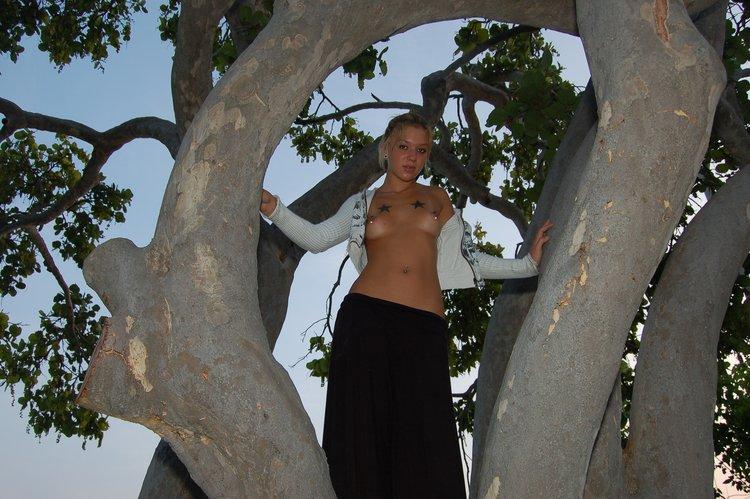 Pictures of Sexy Lette climbing a tree topless #59952439