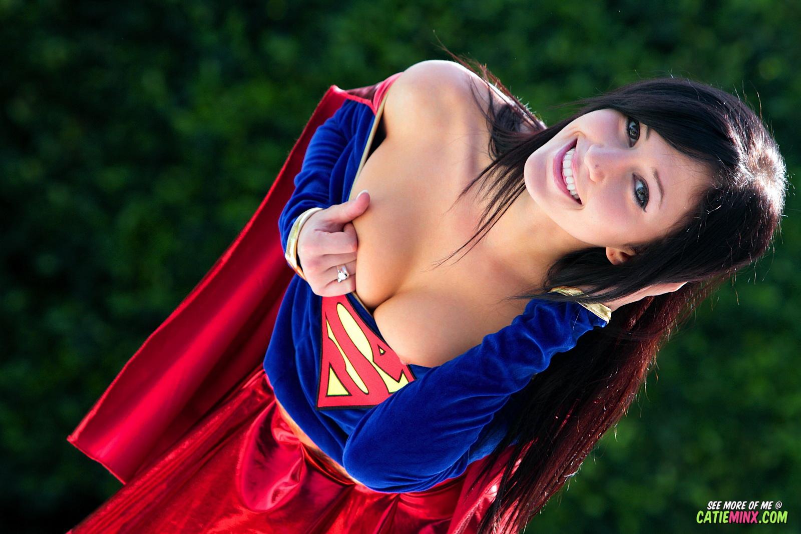 Mild mannered nerd Catie Minx reveals her super naughty powers as Supergirl #53722938