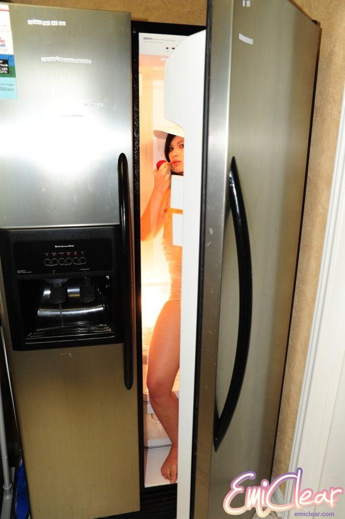 Pictures of teen chick Emi Clear chilling out in a fridge #54187949