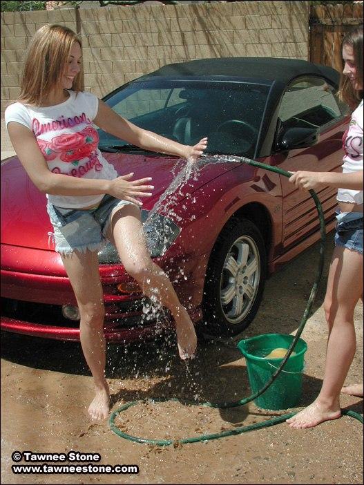 Pictures of two hot teen girls washing a car #60064025