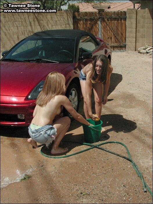 Pictures of two hot teen girls washing a car #60064066