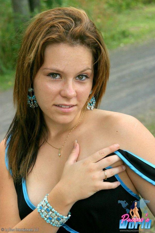 Pictures of Natalie exposing her perky tits and tight teen pussy for you outside #55947279