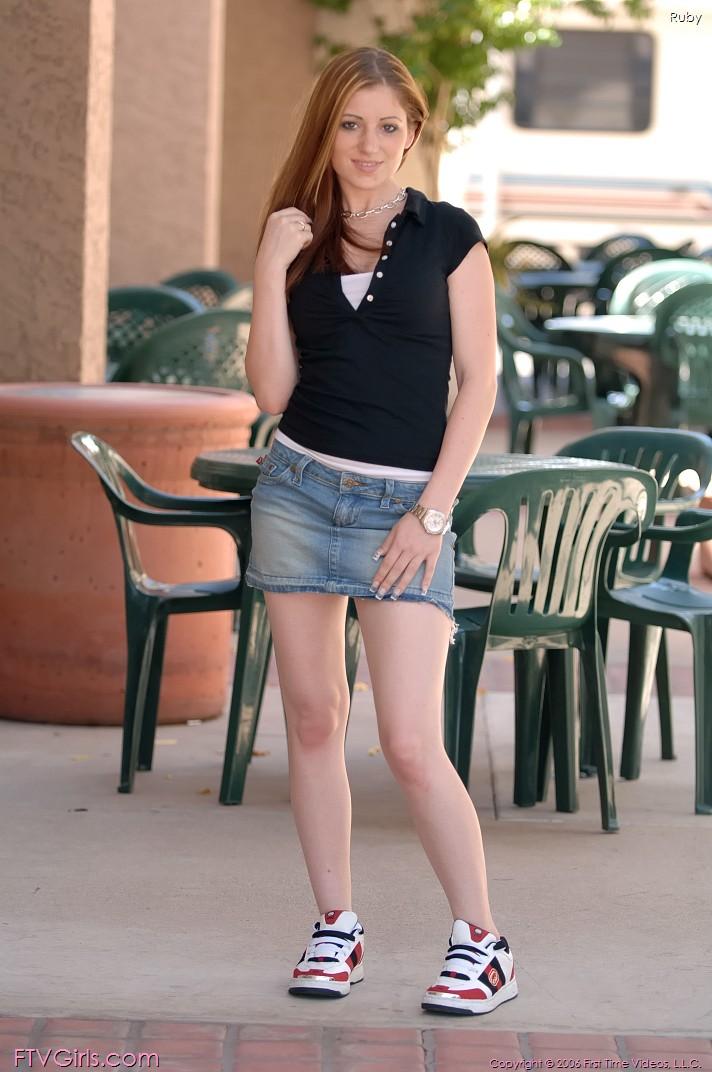 Pictures of redhead teen Ruby flashing her fun parts outside #59880982