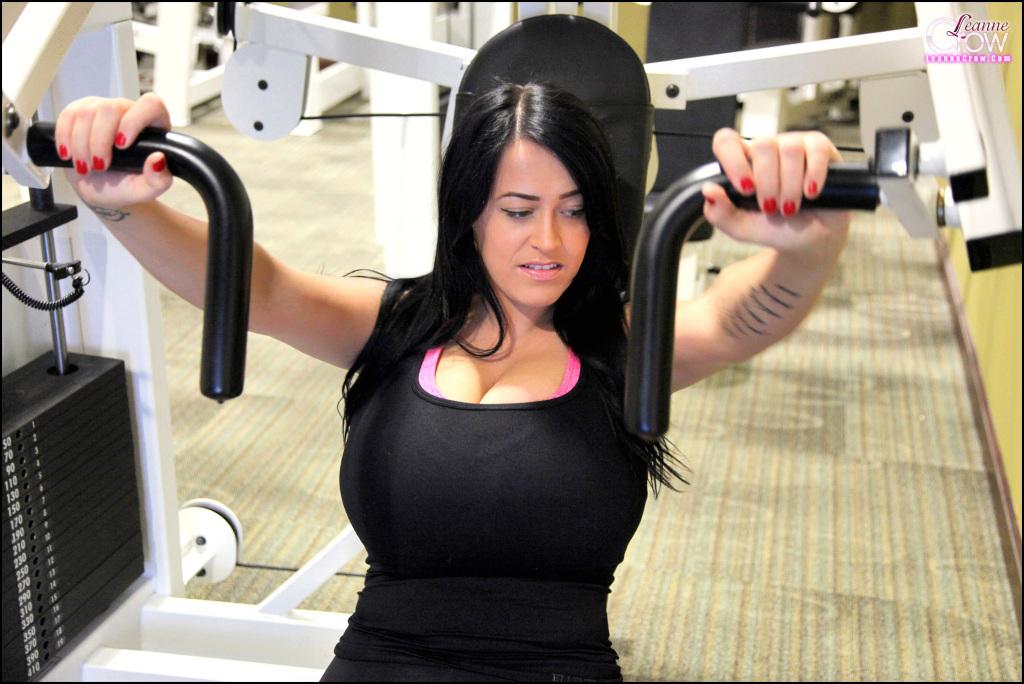 Leanne Crow teases with her huge boobs in the gym #58873194