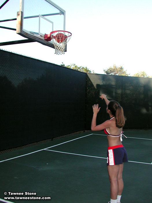 Pictures of Tawnee Stone flashing on the basketball court #60063471