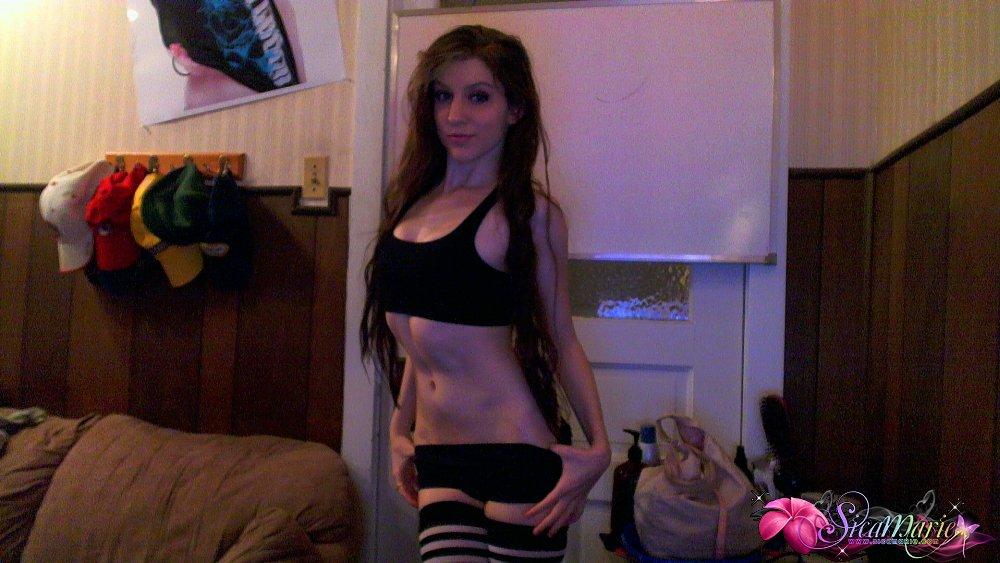 Sica Marie shows off her stunning teen body in striped socks on cam #59971894