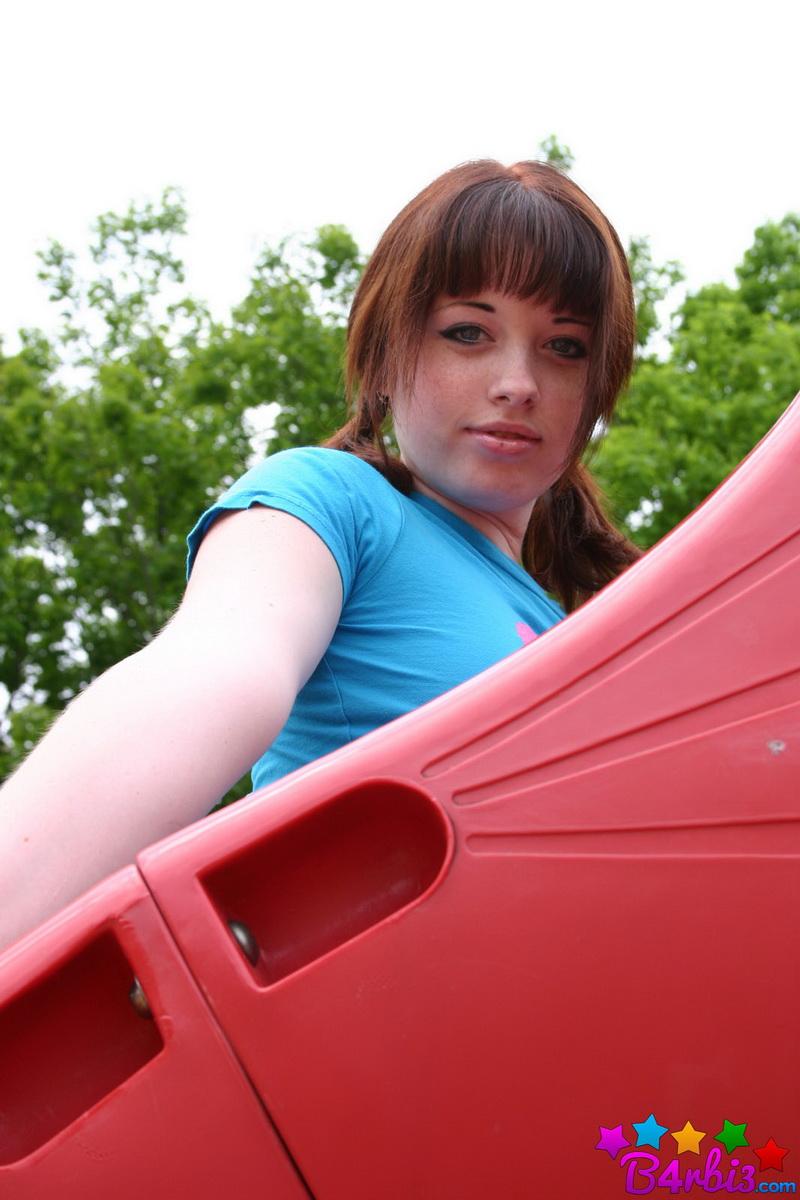 Cute tease Barbie shows off her perfect perky tits and tight round ass at the playground #53414092
