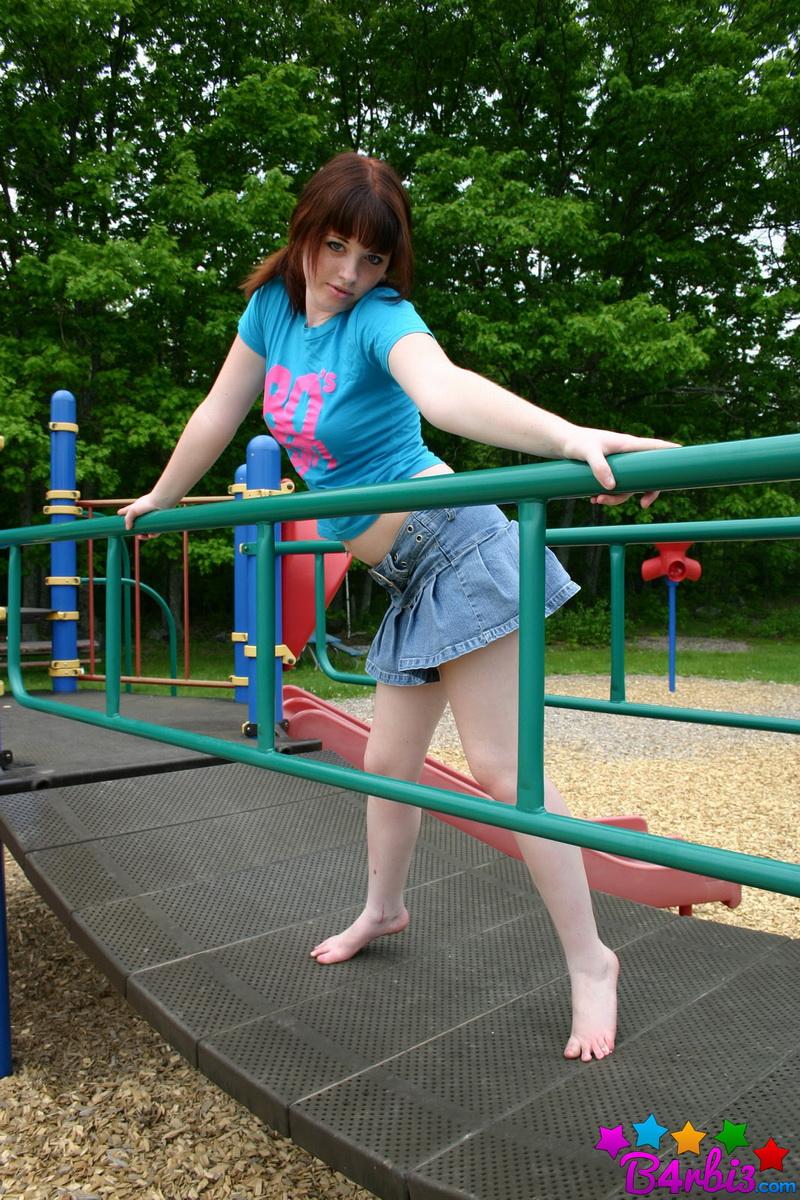 Cute tease Barbie shows off her perfect perky tits and tight round ass at the playground #53414143