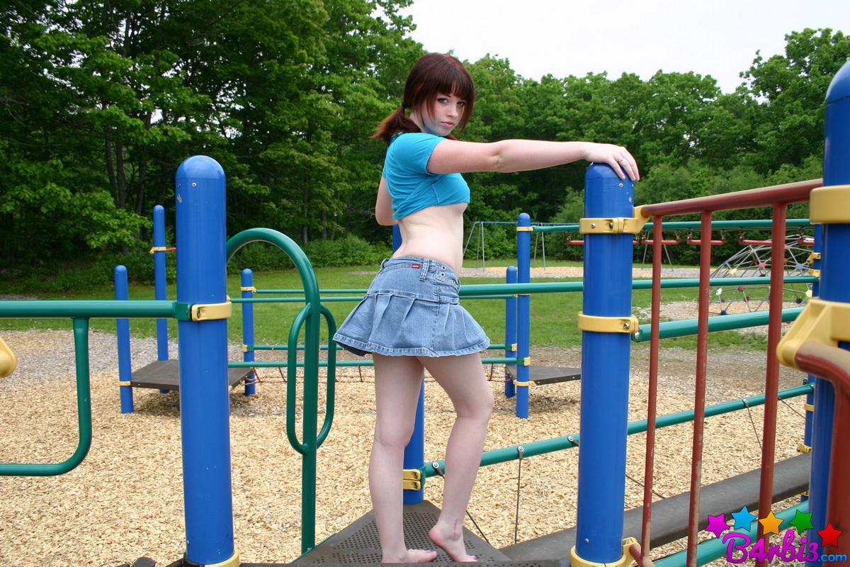 Cute tease Barbie shows off her perfect perky tits and tight round ass at the playground #53414192
