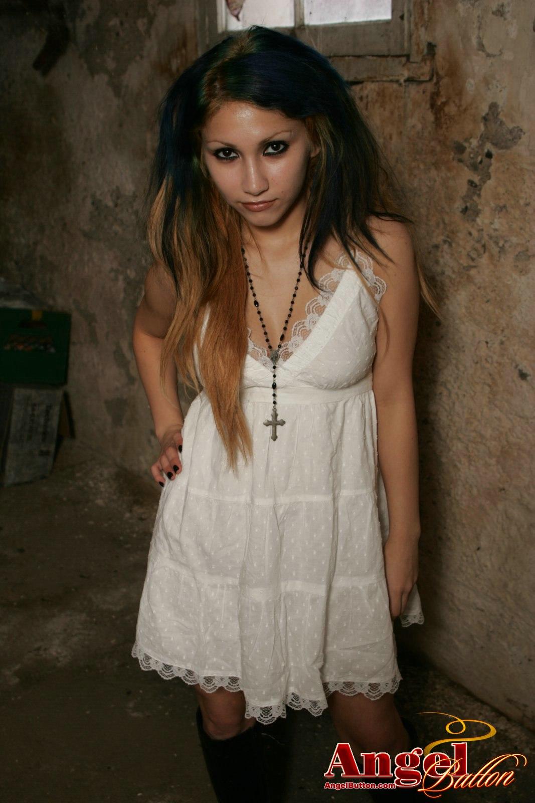 Pics of Angel Button in a white dress #53172297