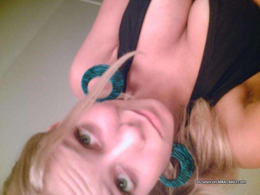Blonde amateur chick self-shooting and playing dress up #60658624