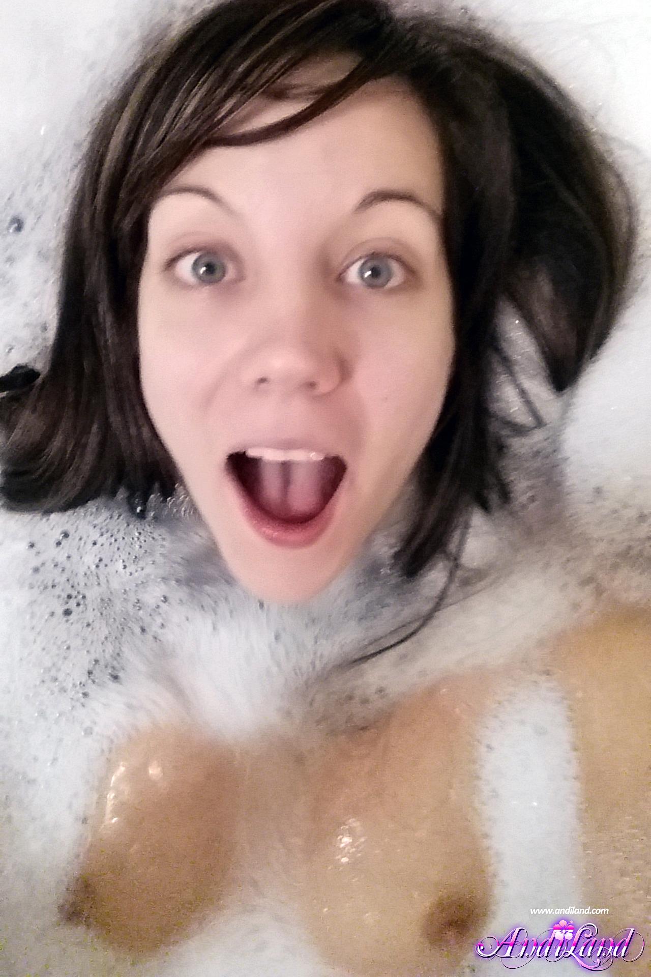 Andi Land takes some selfies for you in the bath #53135220