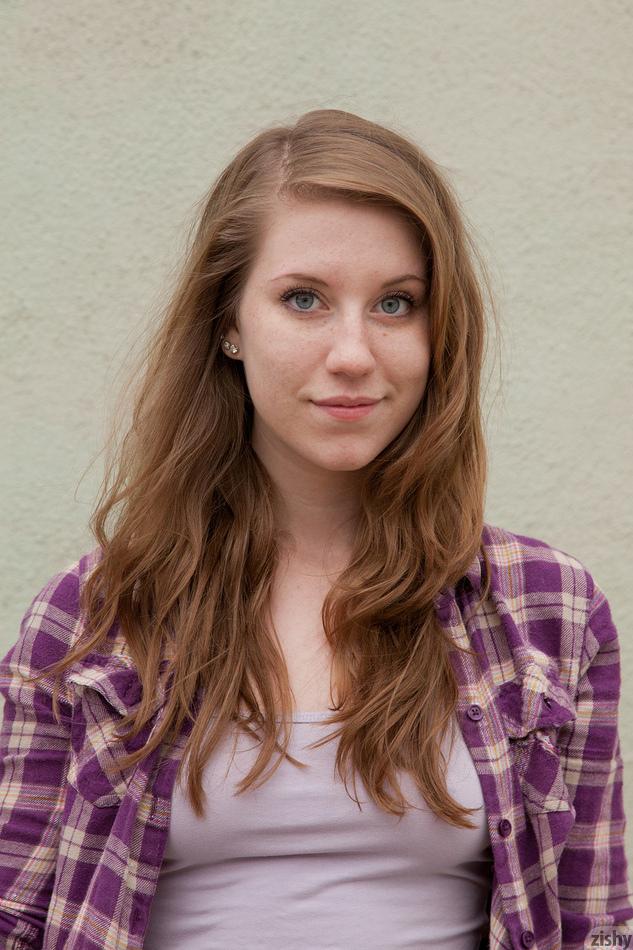 Stunning redhead coed Olivia Pelton teases outside #59804863