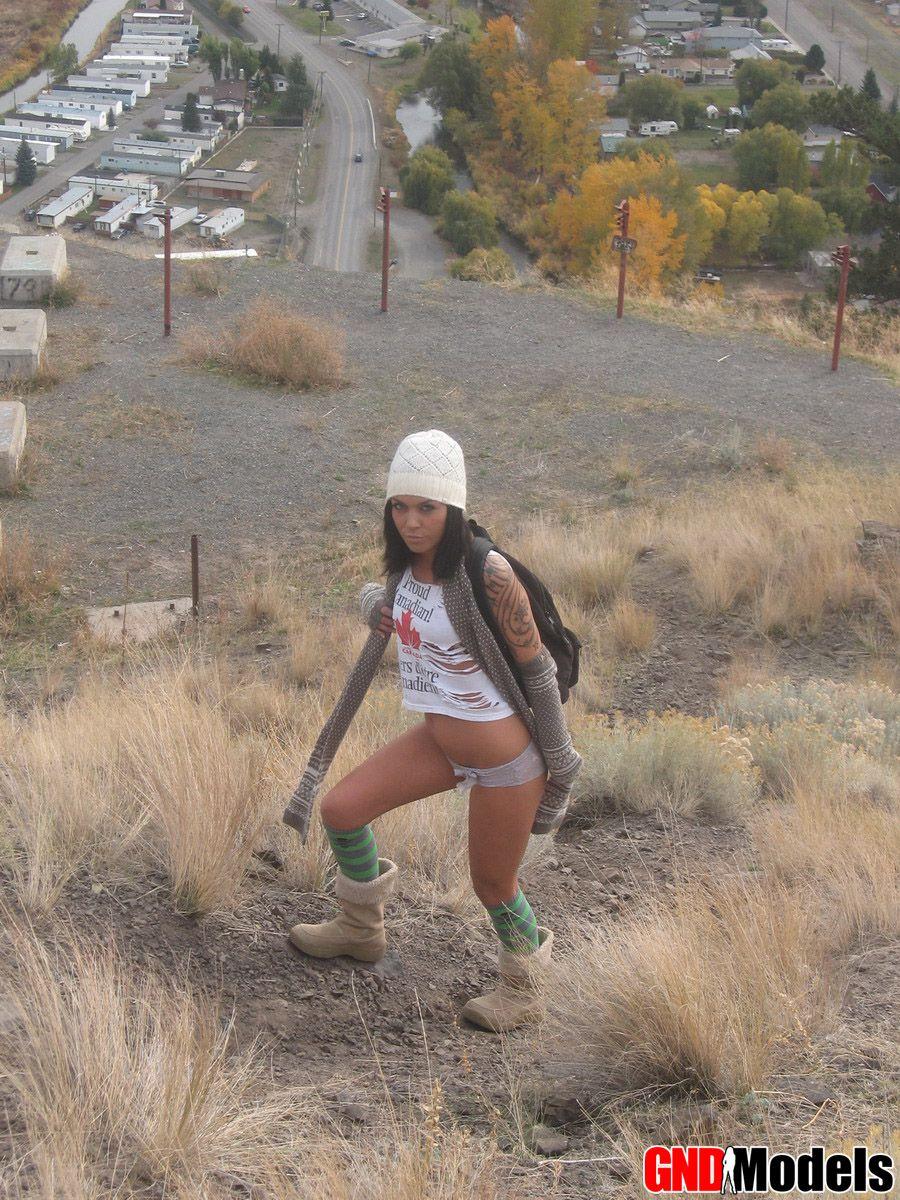 Pictures of a hot Canadian girl going for a hike in her panties #60503280