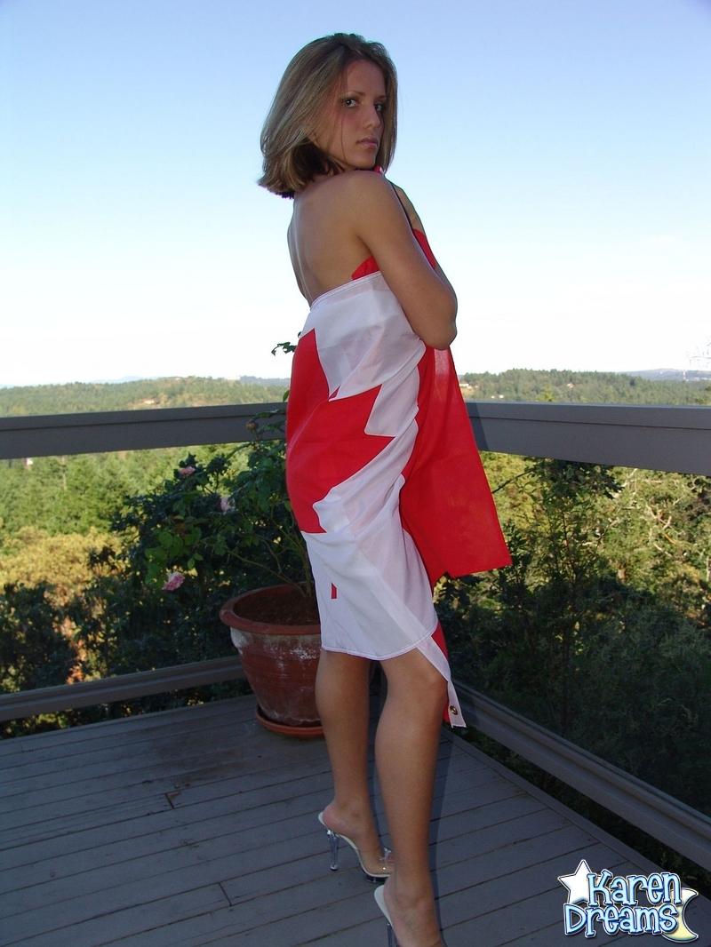 Pictures of Karen Dreams getting nude on a canadian flag #58010970