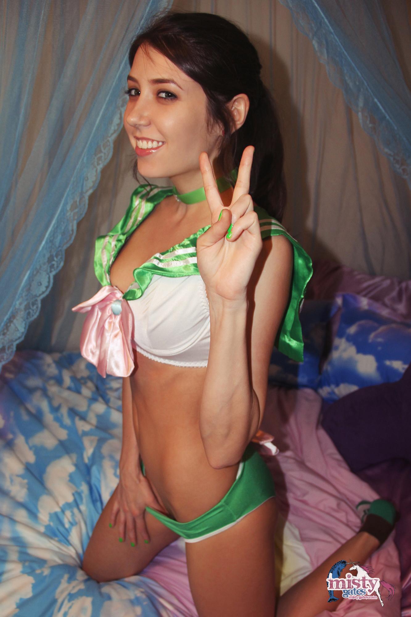 Misty does some fun cosplay as Sailor Jupiter in the bedroom #59590217