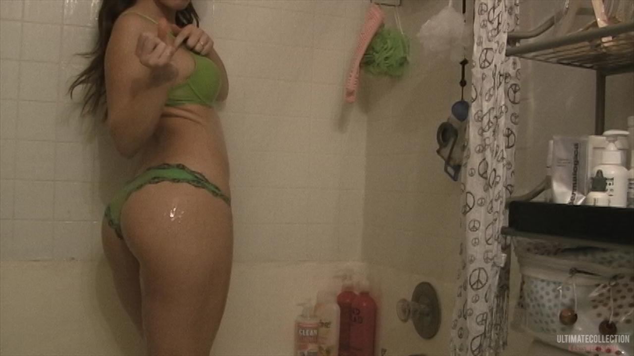 Kari Sweets takes a shower in sheer green panties #58019952