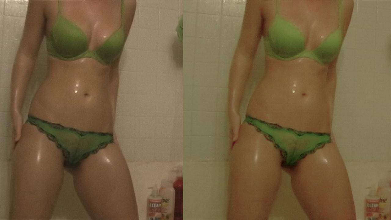 Kari Sweets takes a shower in sheer green panties #58020189