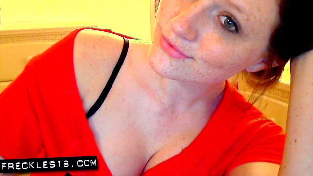 Brunette girl Freckles 18 gets naughty on her webcam show