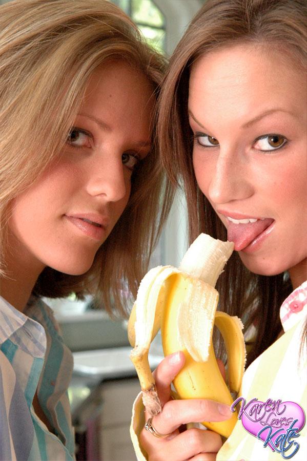Pictures of Karen and Kate sharing a banana #58012881