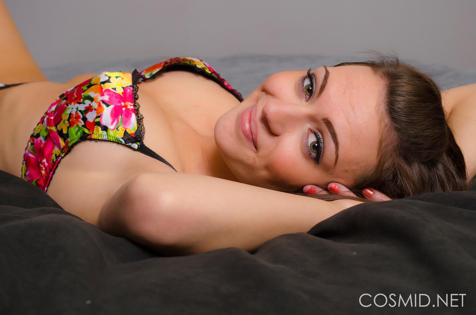 Beautiful brunette teen Angelina strips out of her lingerie and waits for you #53190927